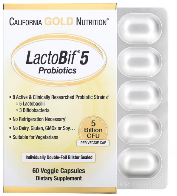캘리포니아 골드 뉴트리션(California Gold Nutrition) 락토비프 50억 유산균, 60정, 5개