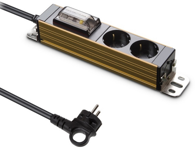 현대일렉트릭 서버탭 알루미늄 고용량 누전차단 멀티탭 2구, 1.5m, 마인드 골드, 1개