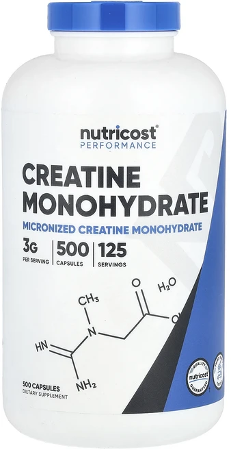 Nutricost 운동 능력 크레아틴 일수화물 3g 캡슐 500정(캡슐당 0.75g), 500정, 1개 - 쿠팡