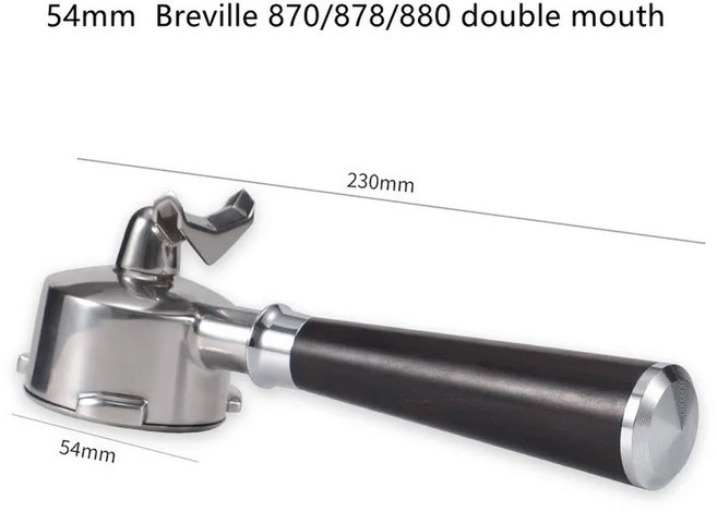 Breville 870/878/880 커피 포타필터 바스켓 스테인레스 스틸 더블 스파우트 교체 에스프레소 기계 도구 54mm, 54mm-2 mouth-Sandalw, 1개