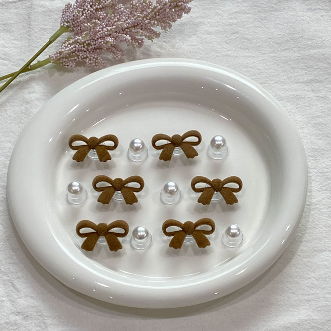 브라운 벨벳 리본 진주 겨울 파츠 세트 12p