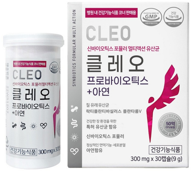 여성 질 유래 특허 유산균 병 원 코너판매 클레오 신바이오틱스 프로바이오틱스+아연 1개월[원산지:상..., 30정, 1개