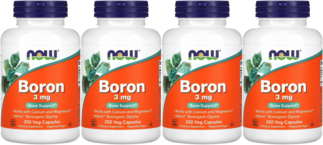 나우푸드 붕소 3mg 보론 BORON veg caps 직배송 Mineral, 250정, 4개