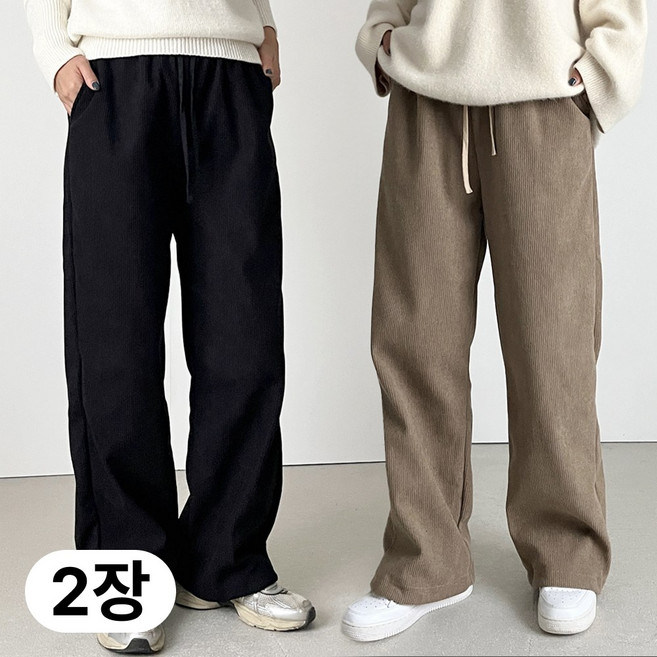 [1+1] 핏노블 여성 기모 코듀로이팬츠 세미와이드 골덴바지