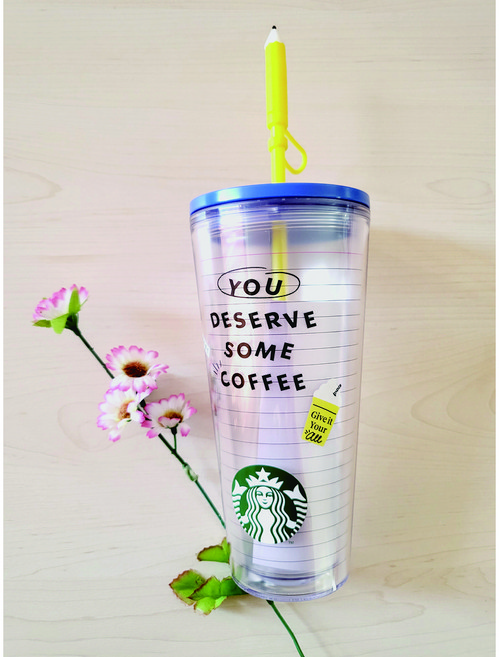 스타벅스 스터디 버디 플라스틱 콜드컵 연필 스토퍼 포함 590ml, 1개