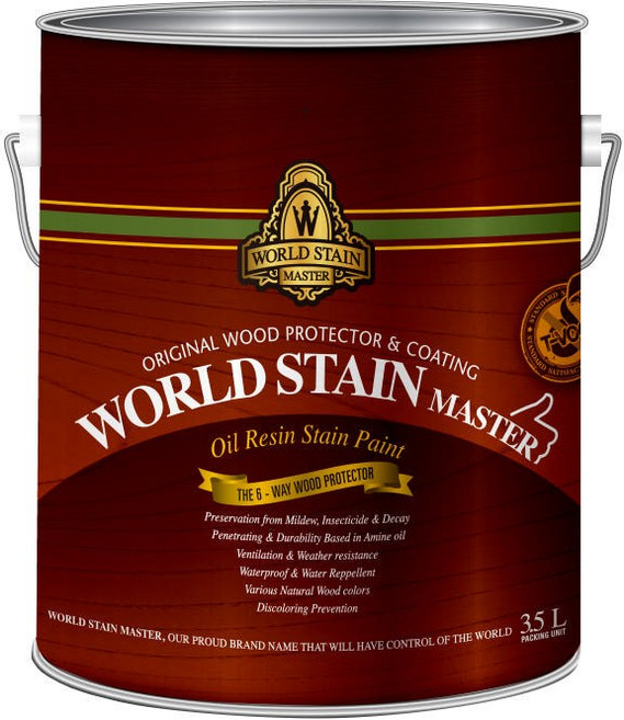 삼화 월드스테인마스터 3.5L 방부목 데크 나무벤치의자 페인트, 1개, 3500ml, 라이트월넛 WS-3009