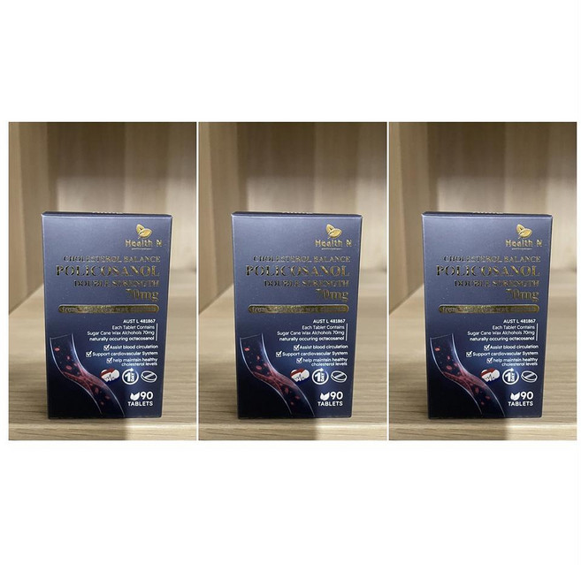 Health N 폴리코사놀 70mg 90정 3팩 Health N Policosanol 70 mg Choleterol Balance Double Strength 90, 3개