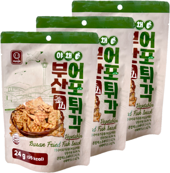 한진식품 추억의 부산 어포 튀각 야채맛, 3개, 24g