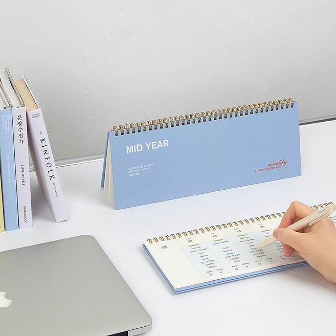 만년형 6개월 스프링제본 위클리 플래너 데스크 스탠드 다이어리 스케쥴러, 블루