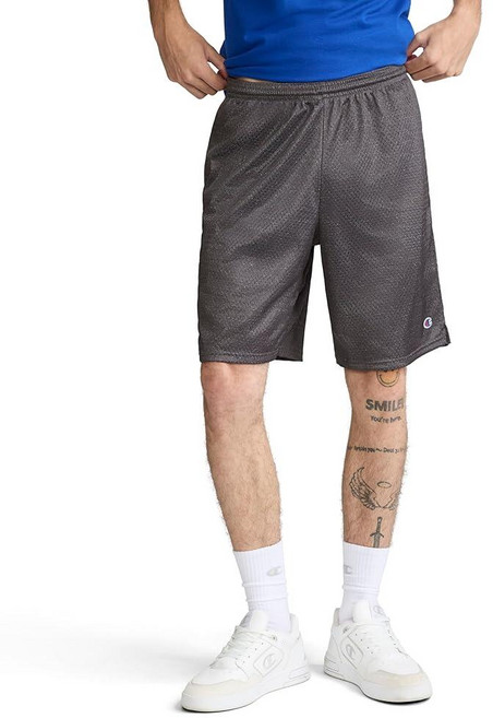 Champion 남성용 메시 반바지 C 로고 23 cm (9 인치) Champion 남성용 9인치 메시 반바지 C 로고 네이비, S, 표준, 그래나이트 헤더 - C 패치 로고