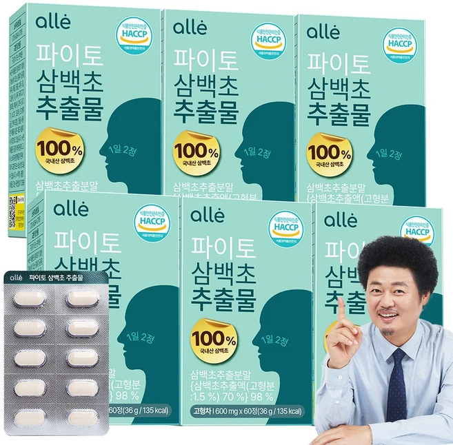 삼백초 추출물 식약청 HACCP 인증 국산 100% 파이토 알레, 6개, 60정 - 쿠팡