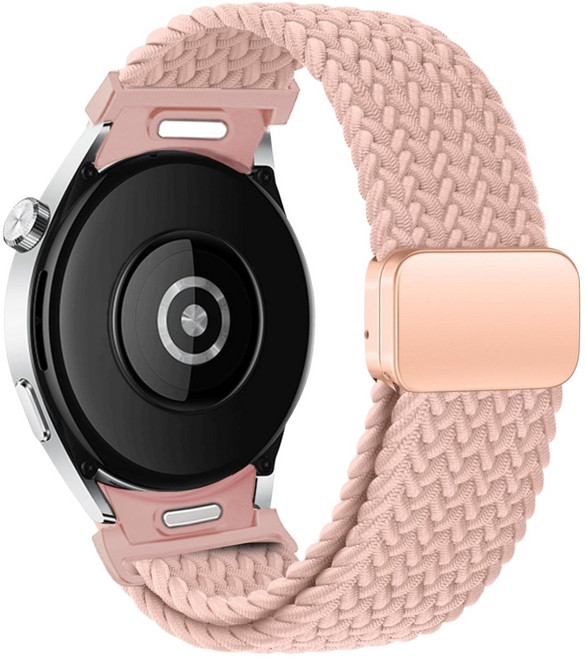 Fegwilde 갤럭시워치 호환 마그네틱 브레이드 스포츠 루프 스트랩 20mm 워치7/6/6클래식/5/5골프/4/4클래식 40mm 44mm 45mm 43mm 47mm 42mm 46, 분홍색 모래