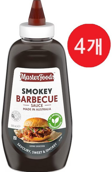호주 마스터푸드 스모키 바베큐 소스 MasterFoods Smokey BBQ Sauce, 4개, 500ml
