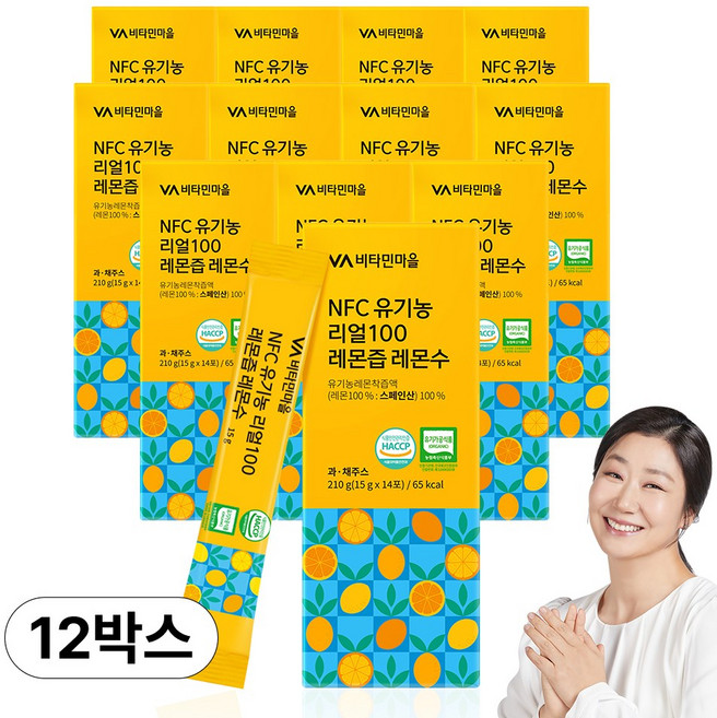 비타민마을 NFC 리얼100 유기농 레몬즙 레몬수, 210g, 12개