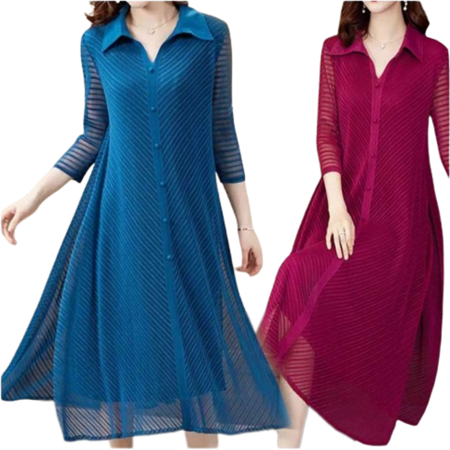 77우먼스 여성 옆트임원피스 빅사이즈 체형커버 시스루 롱원피스 신축성 시원한 여름 봄 옆트임 원피스 데일리룩 이월 이월상품 [리현커머스]