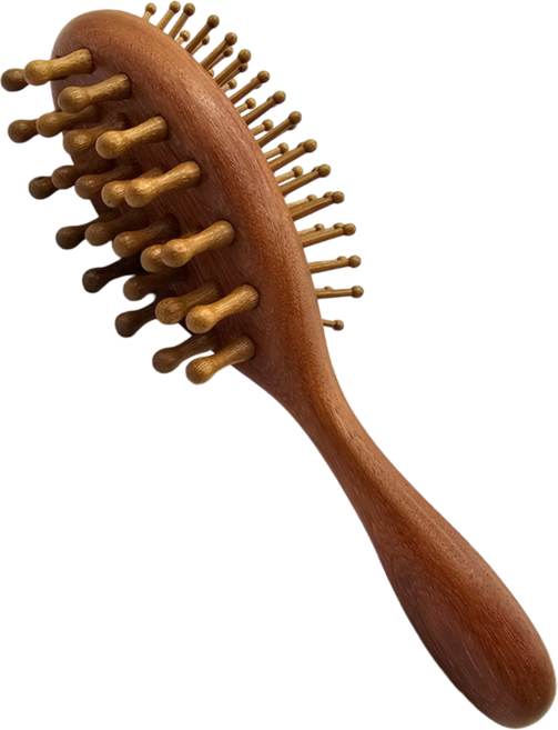 내추럴우드 쿠션빗 마사지빗 듀얼 헤어브러쉬, 1개, 나무색