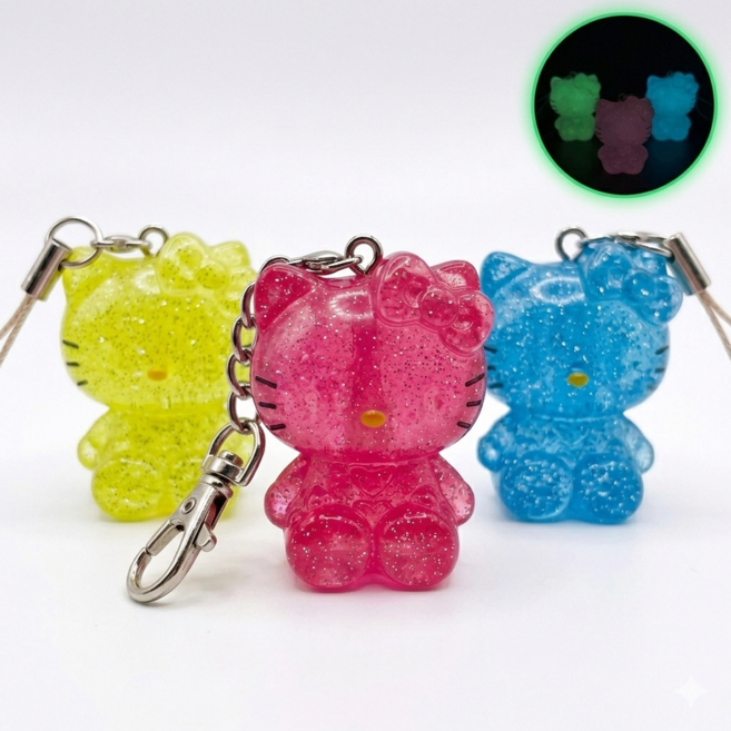 키티키링 야광키링, 1개, 노랑