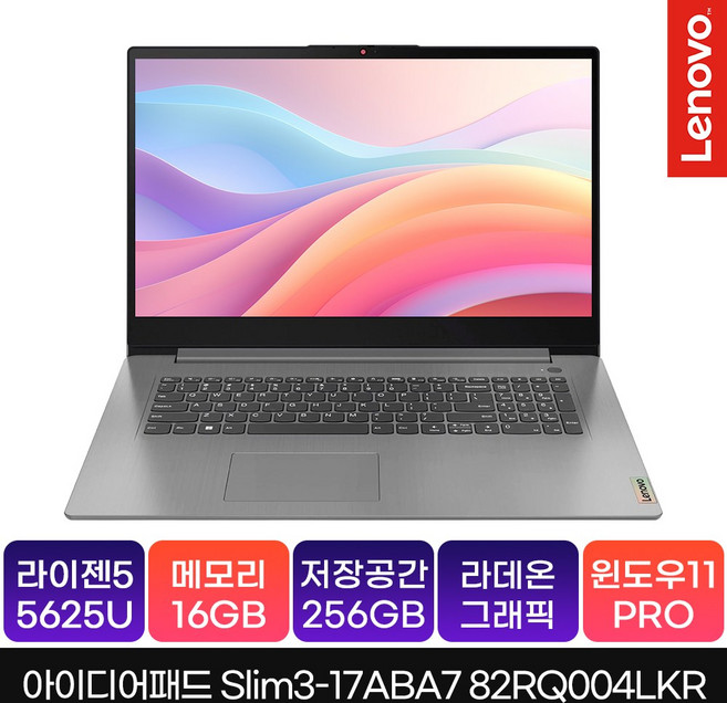 레노버 2022 아이디어패드 슬림 3 17ABA7 17.3 라이젠5 라이젠 5000 시리즈, Arctic Grey, 256GB, 16GB, WIN11 Pro, 82RQ004LKR