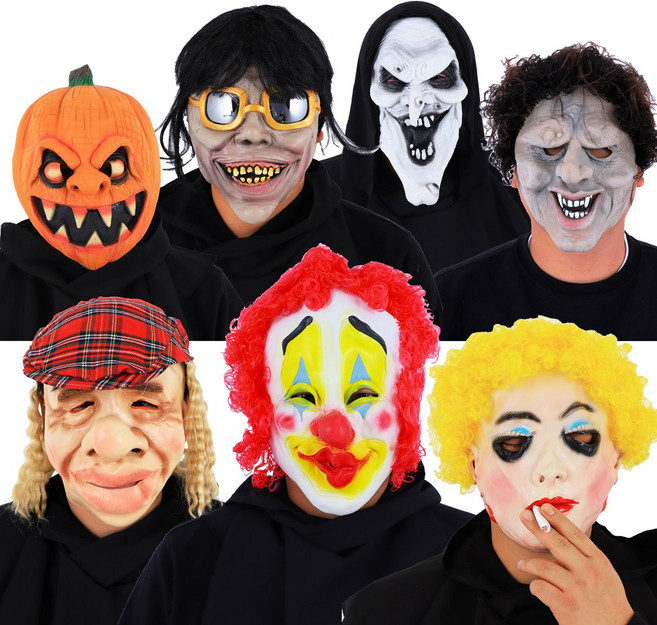 파티가면 모음 공포 해골 코믹 유명인 할로윈 고무가면, B.코믹가면, 고급삐에로가면