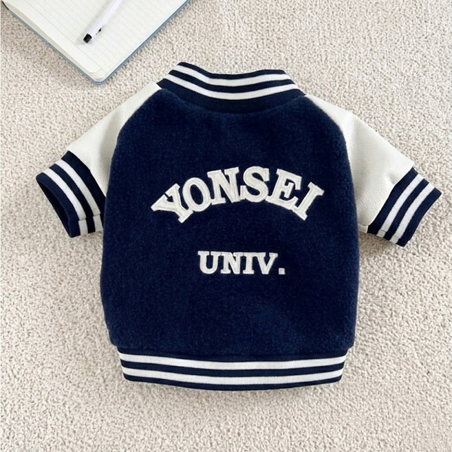 멍담 강아지 고양이 야구잠바 대학잠바 점퍼 명문대 연고대 SKY 과잠, 네이비, 1개