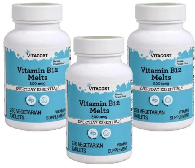 비타코스트 비타민 B12 멜트 오렌지 500mcg 250정, 3개 - 쿠팡