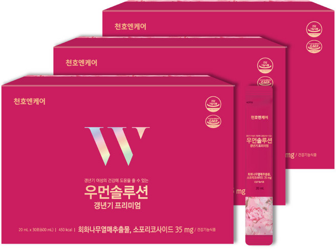 천호엔케어 우먼솔루션 갱년기 프리미엄 영양제 30p, 600ml, 3개