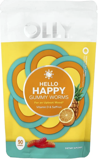 건강에 좋은영양제 OLLY hello Happy® 구미젤리 트로피컬 징 구미젤리 90개 지금구입하세요 곧품절되요, 1개, 90정 - 쿠팡