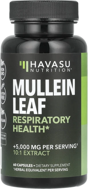 Havasu Nutrition 뮬레인 잎 5000mg 캡슐 60정, HavasuNutrition뮬레인잎5000mg캡슐60정, 1개 - 쿠팡