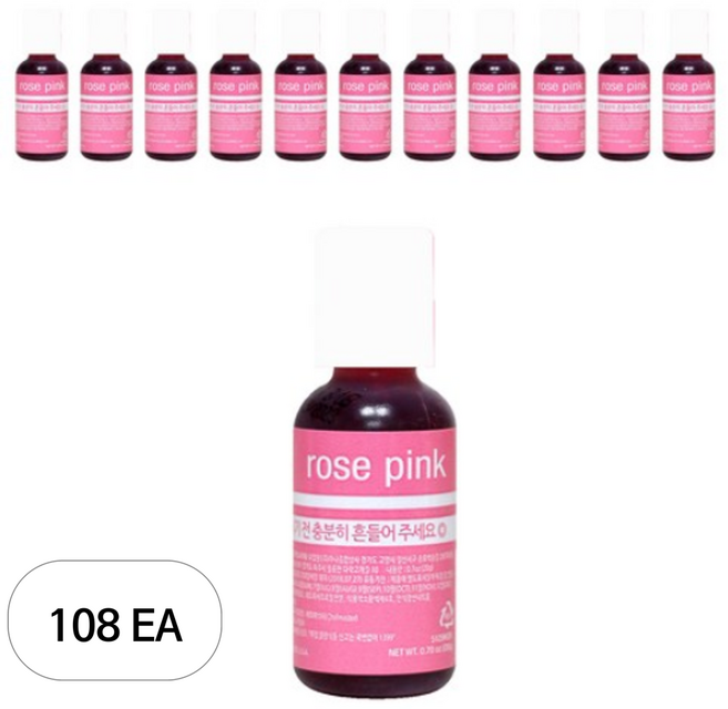 셰프마스터 반액상 식용색소 로즈 핑크, 108개, 20g