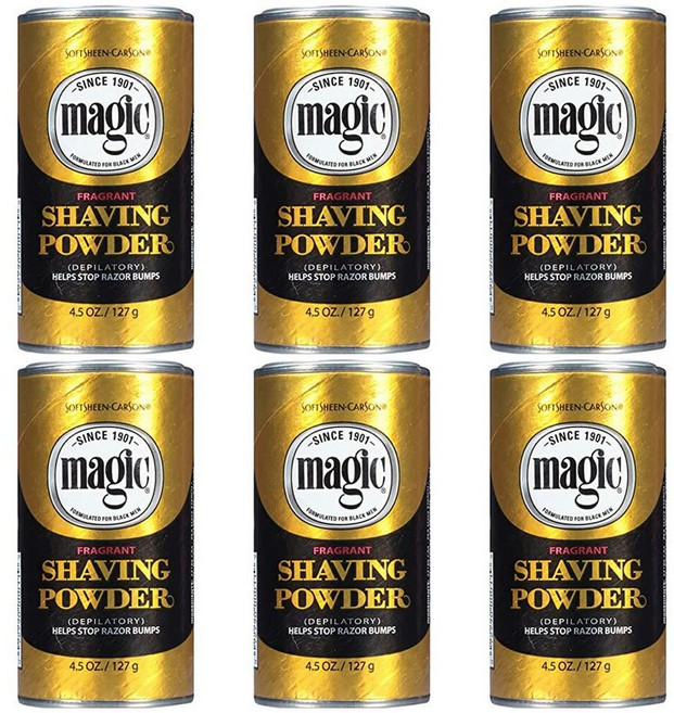 SoftSheen-Carson Magic Razorless 남성용 면도기 제모 면도 파우더 내성적인 모발 향기 6팩 매직 쉐이브 골드 765.4g(27온스) 287576, Shaving Powder, 4.5 Ounce (Pack of 6)