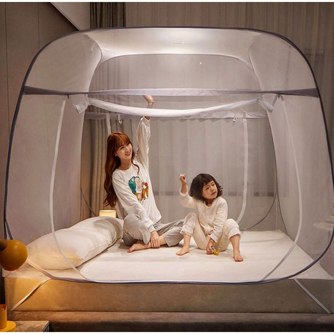 큐브형 사각 모기장 / 원터치 텐트 침대 / 쾌적한 수면 텐트형 / 360도 모기 걱정없는 안심존, 킹(180X200)