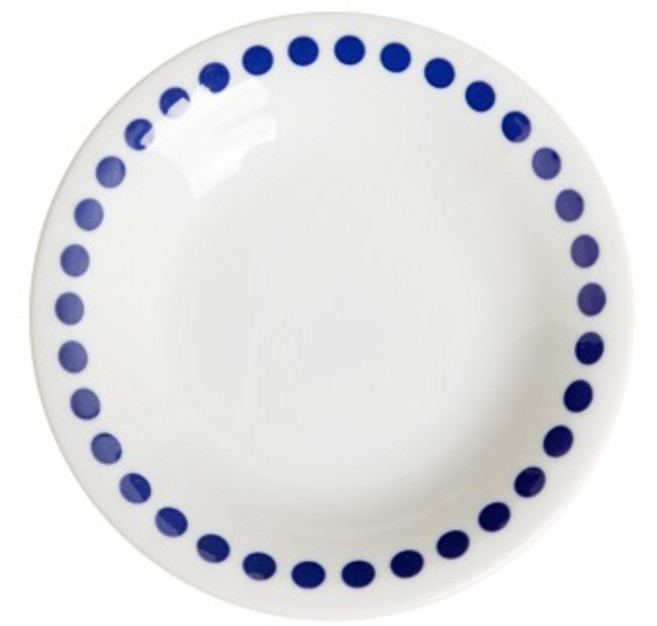 블루에가와리 접시 17cm (도트) 일본 도자기 디저트 플레이트, 1개