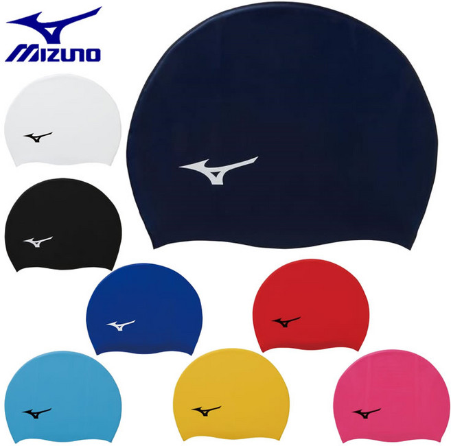 미즈노 실리콘 남녀공용 수영모 수영캡 N2JW8040 8컬러 택1, 화이트, 1개