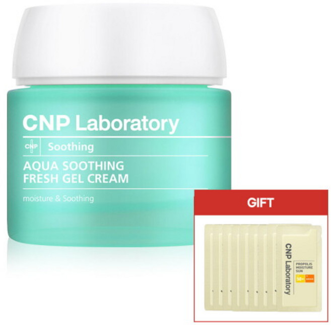 [CNP차앤박] CNP 아쿠아 수딩 프레쉬 젤크림 80ml + 프로폴리스 모이스처 선 1mlx10매, 1개