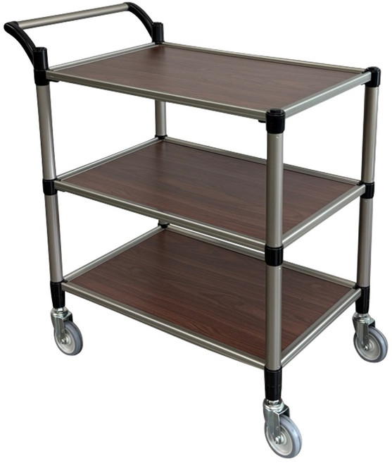 유런 3단 서빙카트 식당카트 운반카트 월넛우드, 1개