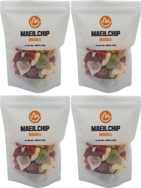 매일칩스 딸기 복숭아 파인애플 사과 무화과 5종 믹스 동결 건조 과일, 4개, 90g