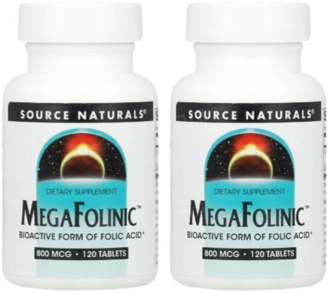 소스내추럴스 엽산 메가폴리닉 800mcg 120정 2개 폴릭애시드 Folinic, 120g, 2개(120정＋120정) - 쿠팡