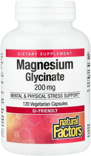 네추럴팩터스 마그네슘 비스글리시네이트 200mg 베지테리안 캡슐, 1개, 120정 - 쿠팡
