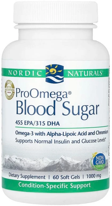 Nordic Naturals 프로오메가 혈당 1000mg 소프트젤 60정, 1개 - 쿠팡