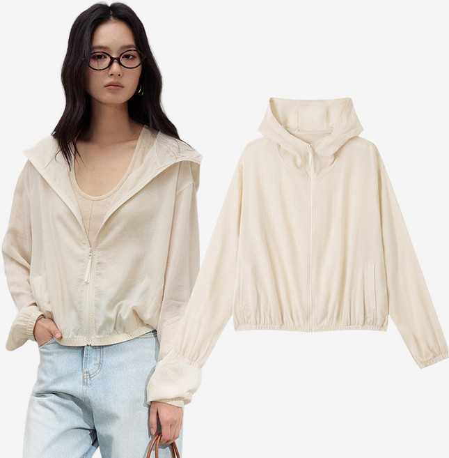 스토리원 WM-FWOT047 여성 텐셀 린넨 후드 집업 점퍼