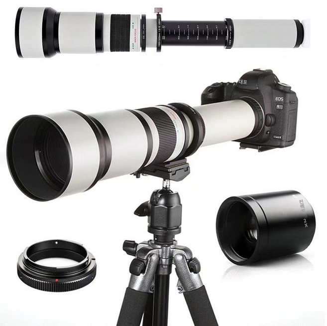 rf렌즈 650-1300mm 초망원 줌 망원 SLR 수동 렌즈 달 탐사 조류 사진 풍경 국내 카메라, A.캐논 입, A.검은색, B.패키지 A