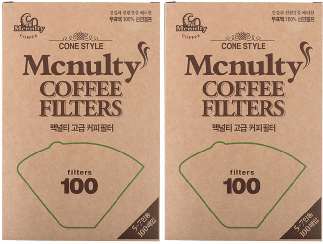 맥널티 핸드드립 커피필터 5~7인용 100매 묶음행사 커피여과지, 2세트