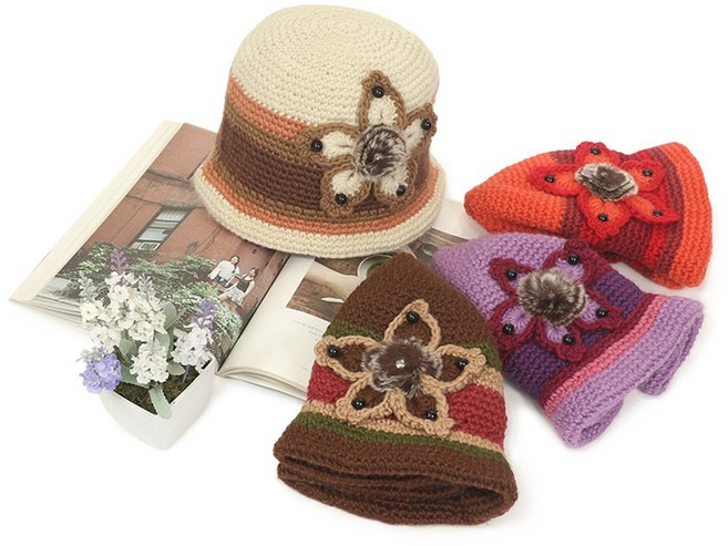 JJNINE GB73 비즈벙거지모자 중년여성모자 니트모자 겨울모자 버킷햇 미시모자 할머니모자 엄마모자 선물 효도모자 40대 50대