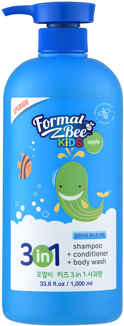 포멀비 키즈 3in1 올인원클렌저 샴푸+컨디셔너+바디워시 사과향, 1개