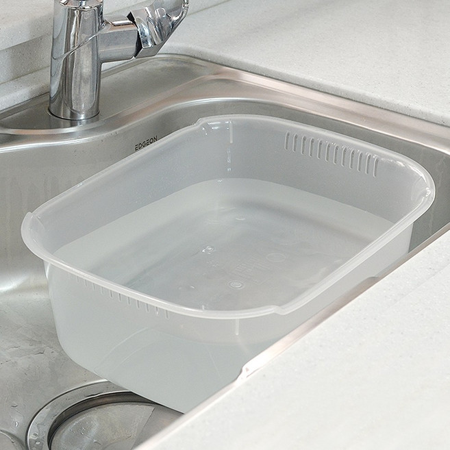 국산 깔끔한 싱크대 설거지통 투명 세척볼 싱크대 대야, 사각, 1개