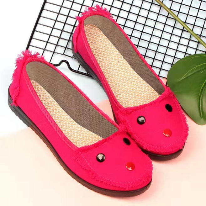 VVRR 여성 데일리 스타일 얕은 입구 프링징 디테일 주름 플랫 슈즈 B0100908