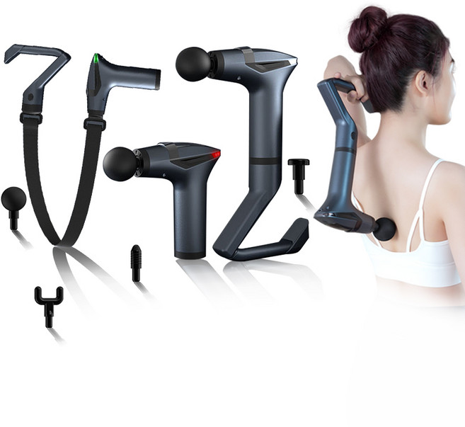 Garrl 3IN1 전신 마사지건 무선 진동 안마기 마사지기 LED 목어깨 휴대용 4개 헤드, 블랙