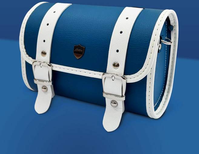 자전거핸들바가방 전기자전거가방 킥보드가방 전기스쿠터가방 고급가죽수제가방, 인디고화이트