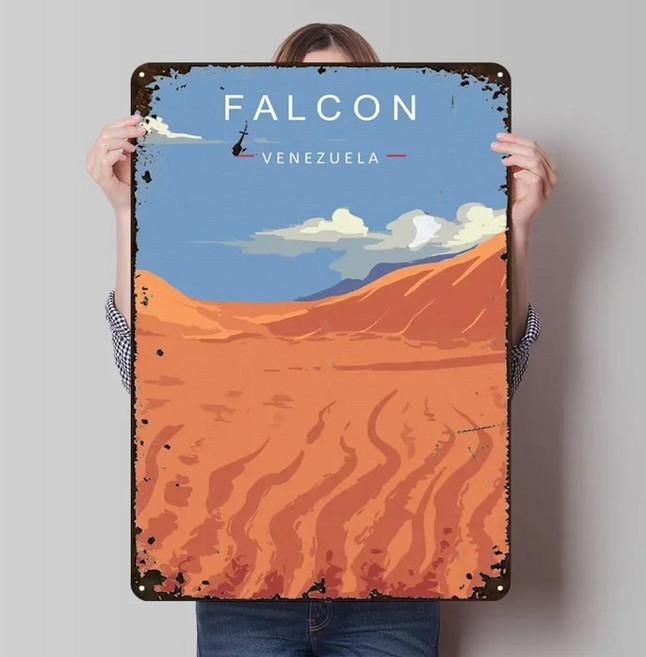 팔콘 베네수엘라 금속 풍경 포스터 빈티지 접시 벽 예술 장식 플라크, 1개, 1. P1 / A. 7.9x11.8In(20x30cm)