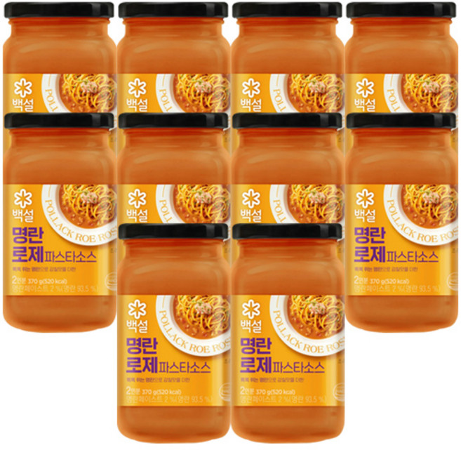 씨제이제일제당 백설 명란 로제 스파게티 파스타 소스, 370g, 10개